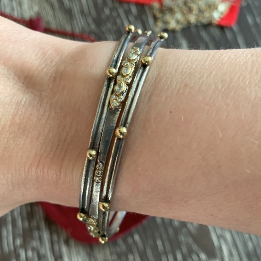 Armenta Bangle Set (2 Granulation, 1 Multi-Stone)